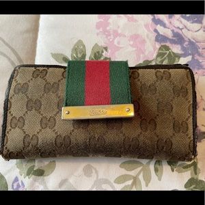 Gucci Red/Green Stripe Wallet-Authentic